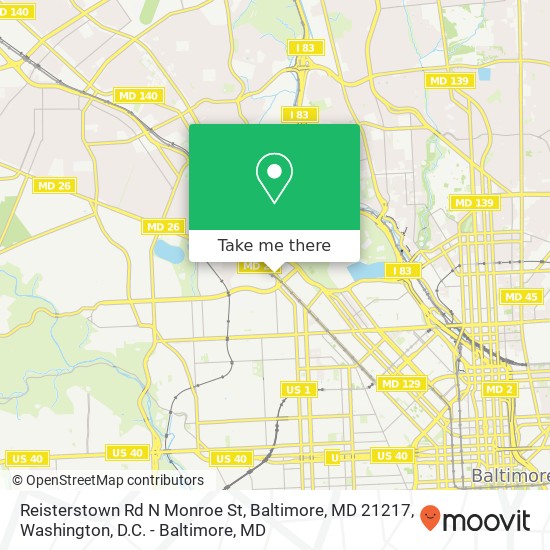 Mapa de Reisterstown Rd N Monroe St, Baltimore, MD 21217