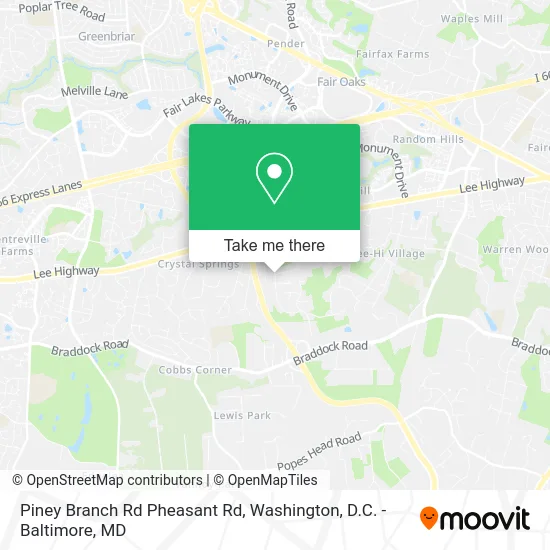 Piney Branch Rd Pheasant Rd map