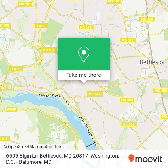 Mapa de 6505 Elgin Ln, Bethesda, MD 20817