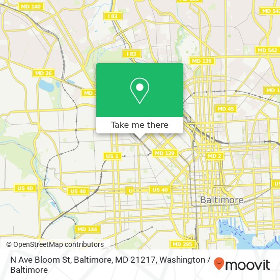 Mapa de N Ave Bloom St, Baltimore, MD 21217