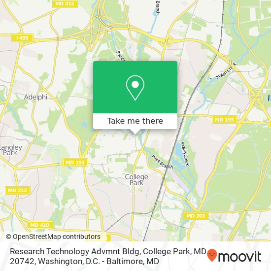 Research Technology Advmnt Bldg, College Park, MD 20742 map