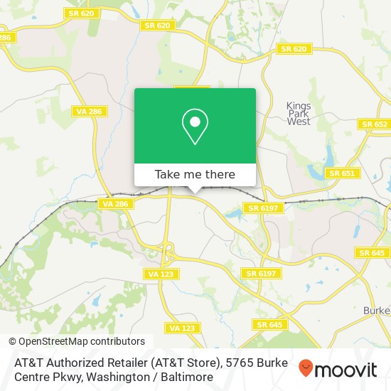 Mapa de AT&T Authorized Retailer (AT&T Store), 5765 Burke Centre Pkwy