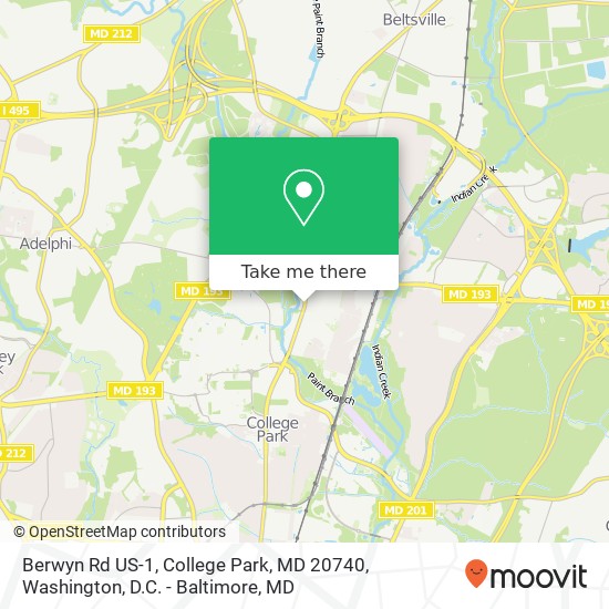 Berwyn Rd US-1, College Park, MD 20740 map