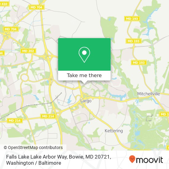 Mapa de Falls Lake Lake Arbor Way, Bowie, MD 20721