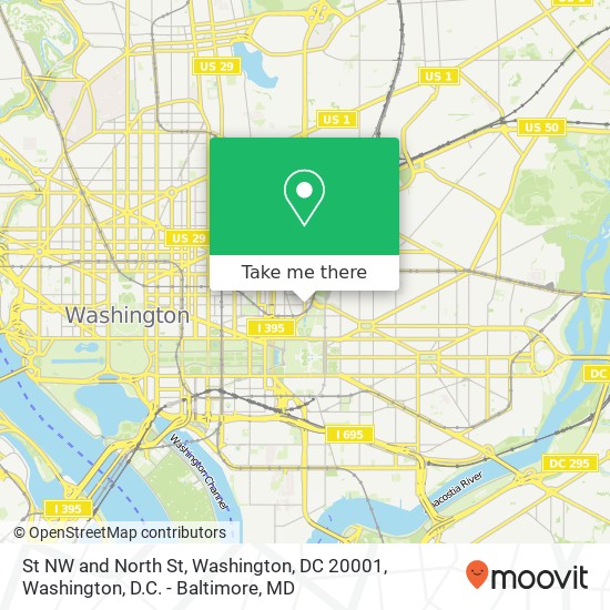 Mapa de St NW and North St, Washington, DC 20001