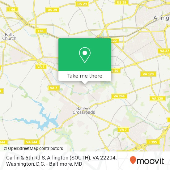 Mapa de Carlin & 5th Rd S, Arlington (SOUTH), VA 22204