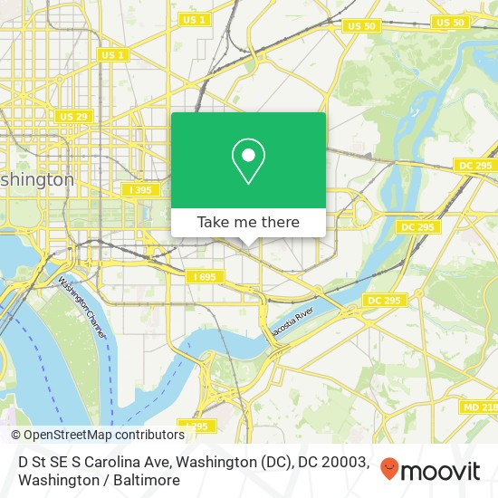 Mapa de D St SE S Carolina Ave, Washington (DC), DC 20003