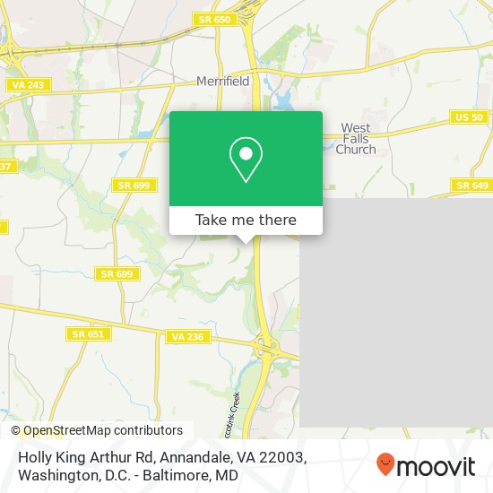 Mapa de Holly King Arthur Rd, Annandale, VA 22003