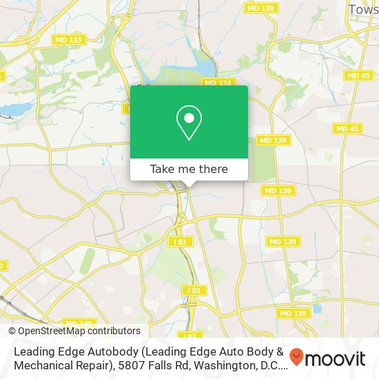 Mapa de Leading Edge Autobody (Leading Edge Auto Body & Mechanical Repair), 5807 Falls Rd