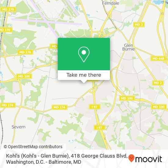 Mapa de Kohl's (Kohl's - Glen Burnie), 418 George Clauss Blvd