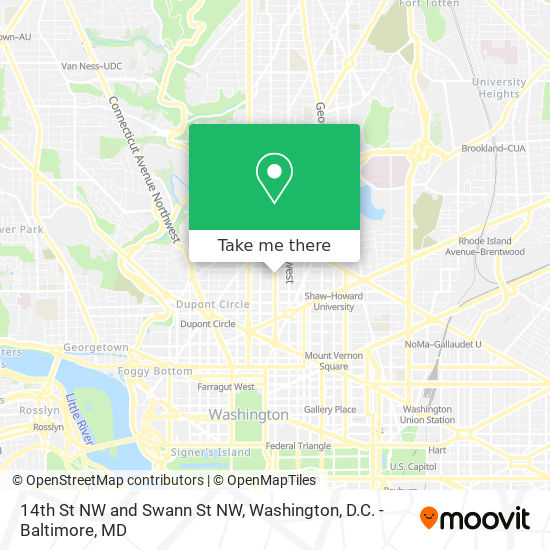 14th St NW and Swann St NW map