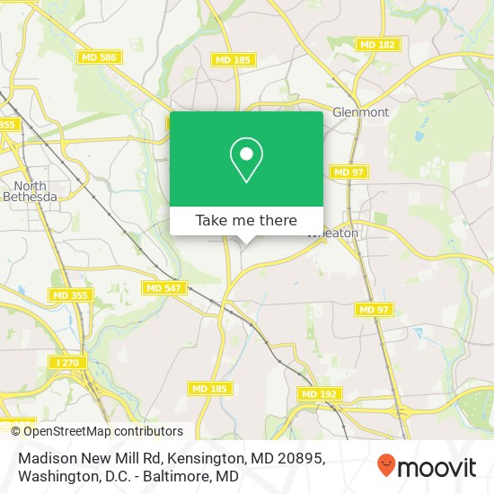 Mapa de Madison New Mill Rd, Kensington, MD 20895