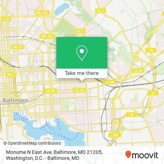 Monume N East Ave, Baltimore, MD 21205 map