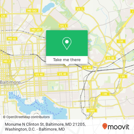 Mapa de Monume N Clinton St, Baltimore, MD 21205