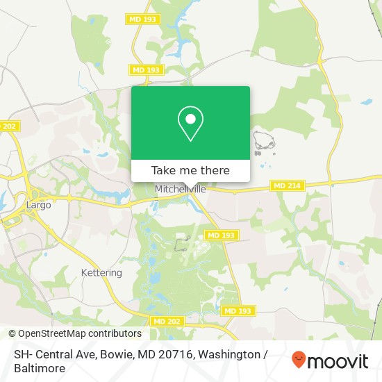 Mapa de SH- Central Ave, Bowie, MD 20716