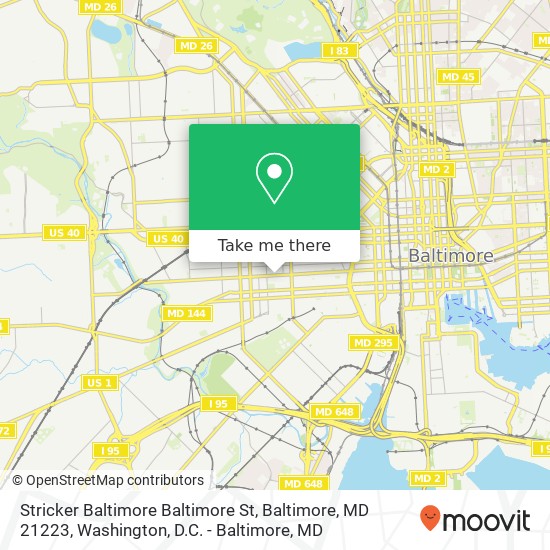 Mapa de Stricker Baltimore Baltimore St, Baltimore, MD 21223