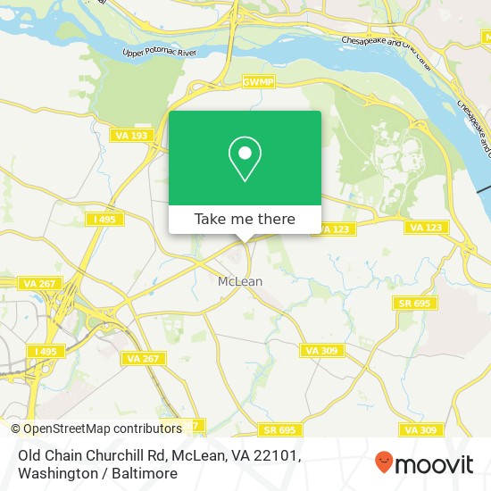 Mapa de Old Chain Churchill Rd, McLean, VA 22101