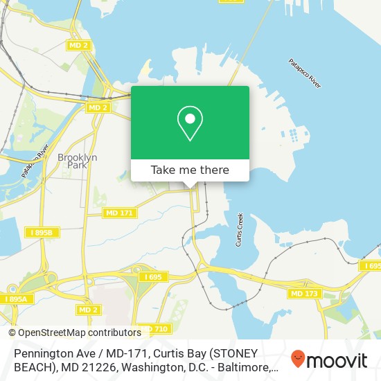 Pennington Ave / MD-171, Curtis Bay (STONEY BEACH), MD 21226 map