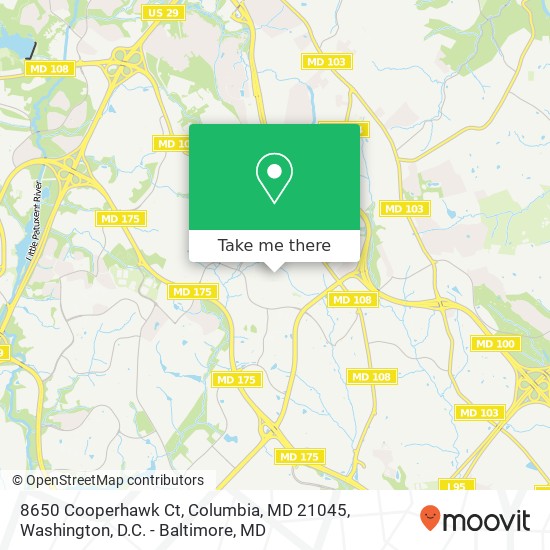 Mapa de 8650 Cooperhawk Ct, Columbia, MD 21045