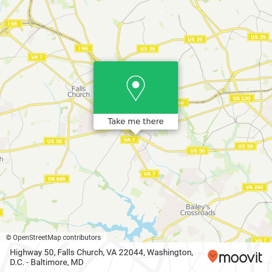 Mapa de Highway 50, Falls Church, VA 22044