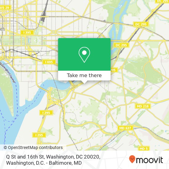 Mapa de Q St and 16th St, Washington, DC 20020