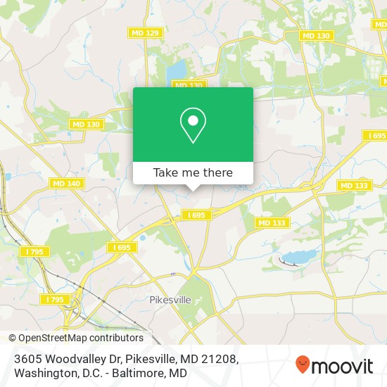 Mapa de 3605 Woodvalley Dr, Pikesville, MD 21208