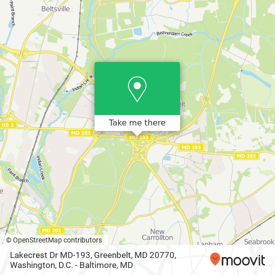 Lakecrest Dr MD-193, Greenbelt, MD 20770 map