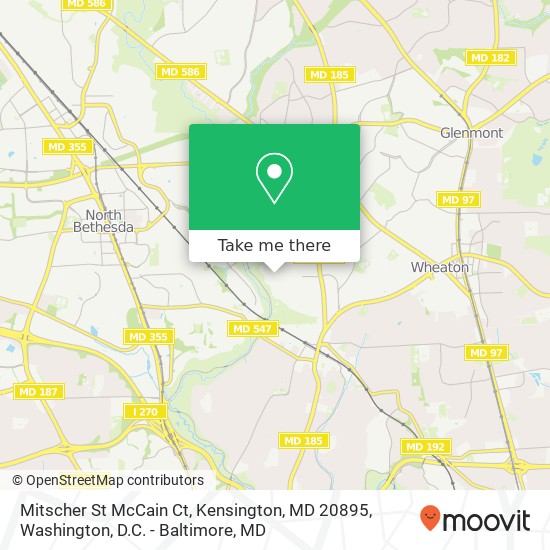 Mapa de Mitscher St McCain Ct, Kensington, MD 20895