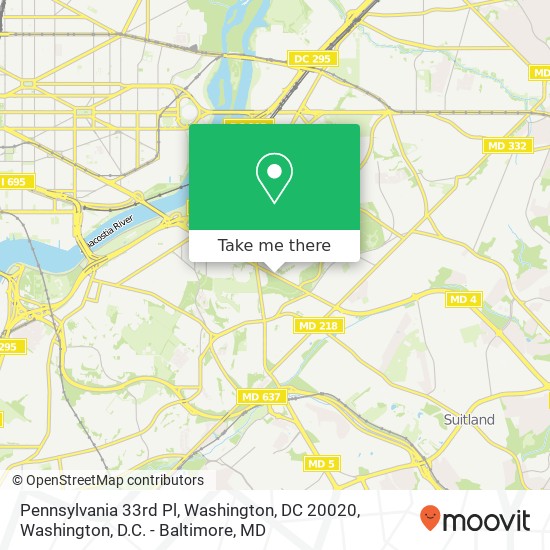 Pennsylvania 33rd Pl, Washington, DC 20020 map