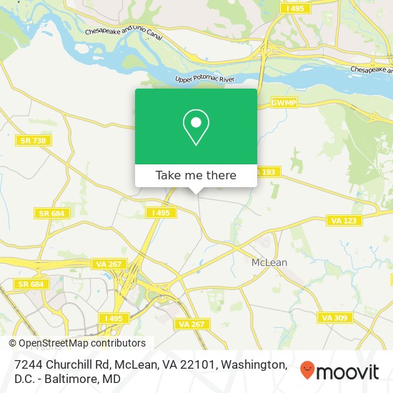 Mapa de 7244 Churchill Rd, McLean, VA 22101
