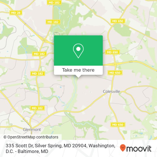 Mapa de 335 Scott Dr, Silver Spring, MD 20904