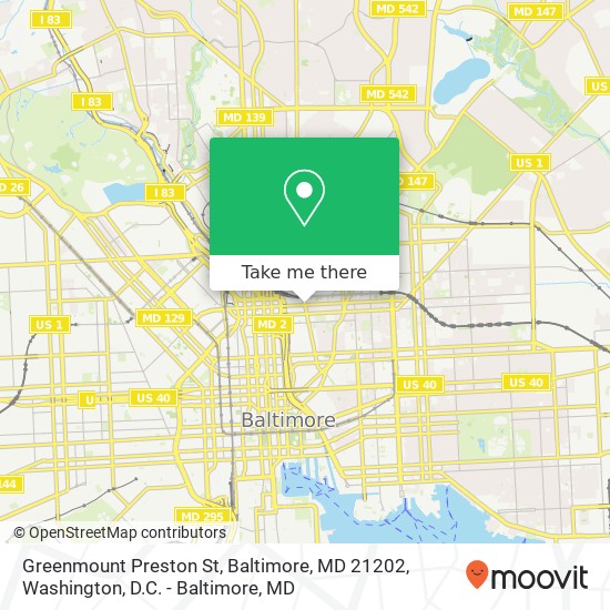 Mapa de Greenmount Preston St, Baltimore, MD 21202