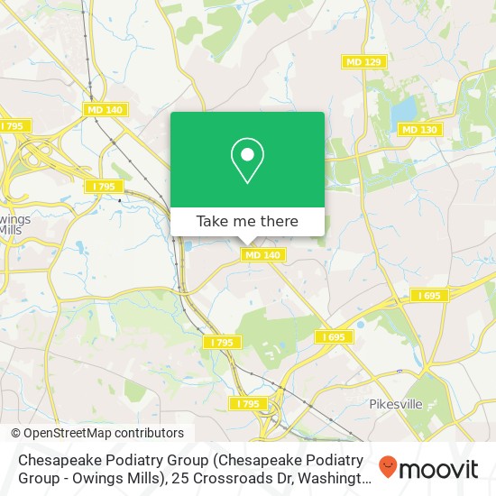 Chesapeake Podiatry Group (Chesapeake Podiatry Group - Owings Mills), 25 Crossroads Dr map