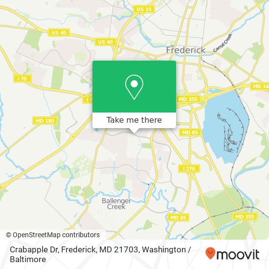 Mapa de Crabapple Dr, Frederick, MD 21703