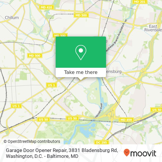 Mapa de Garage Door Opener Repair, 3831 Bladensburg Rd