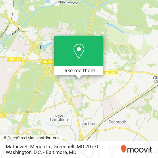 Mathew St Megan Ln, Greenbelt, MD 20770 map