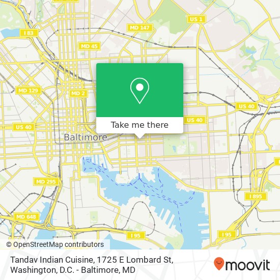 Tandav Indian Cuisine, 1725 E Lombard St map