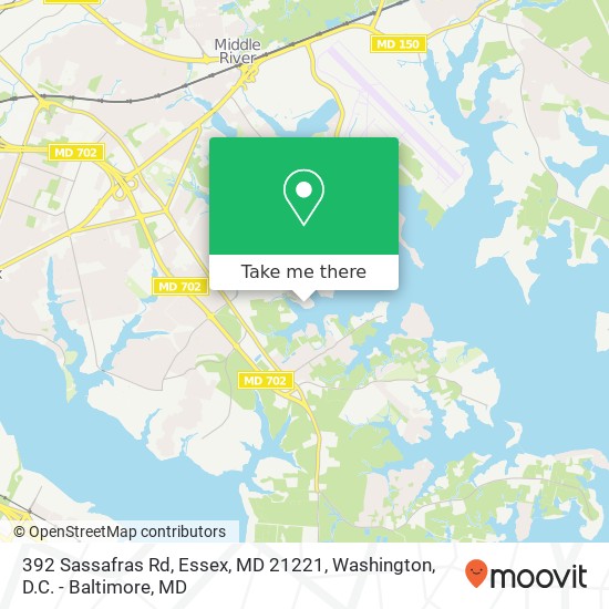 Mapa de 392 Sassafras Rd, Essex, MD 21221