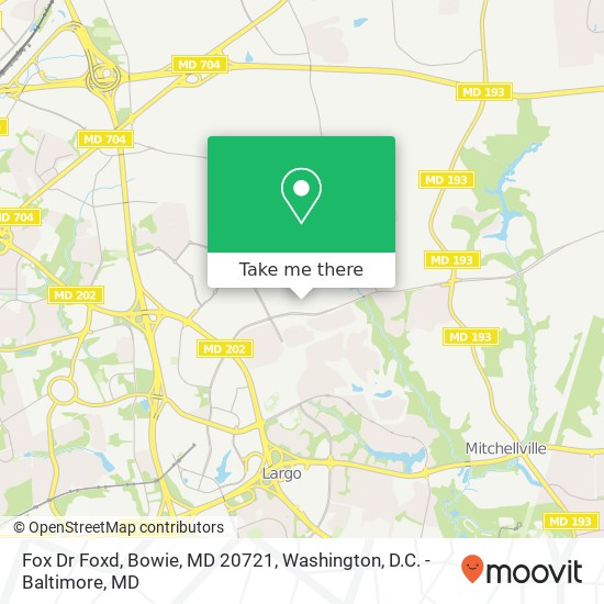 Mapa de Fox Dr Foxd, Bowie, MD 20721