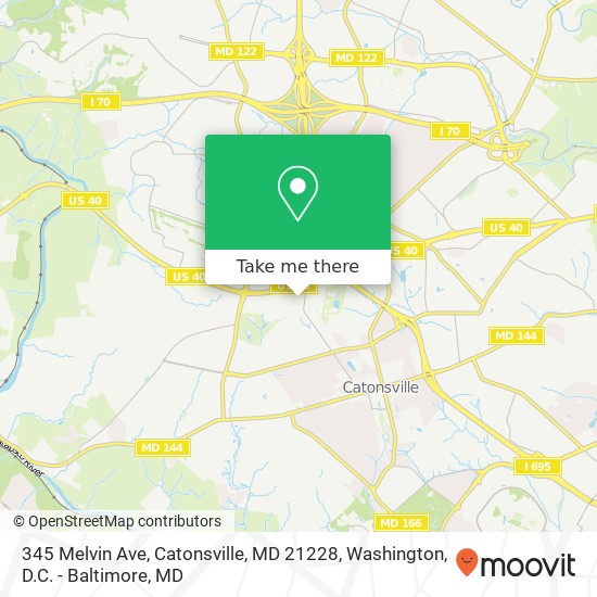 Mapa de 345 Melvin Ave, Catonsville, MD 21228