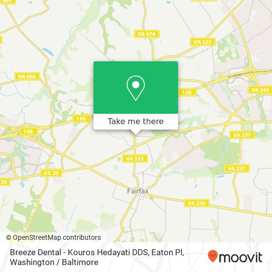Mapa de Breeze Dental - Kouros Hedayati DDS, Eaton Pl