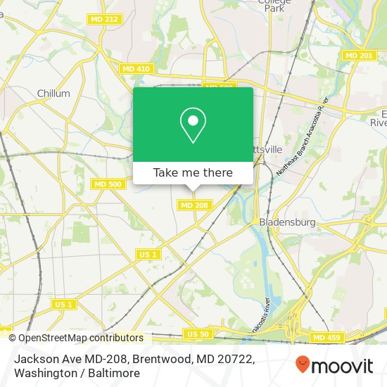 Mapa de Jackson Ave MD-208, Brentwood, MD 20722