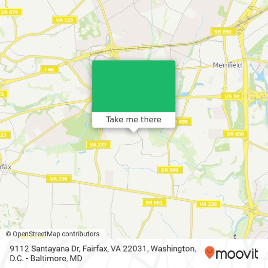 Mapa de 9112 Santayana Dr, Fairfax, VA 22031