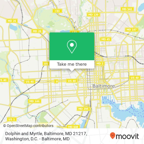 Mapa de Dolphin and Myrtle, Baltimore, MD 21217