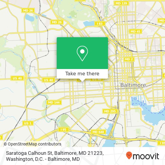 Mapa de Saratoga Calhoun St, Baltimore, MD 21223