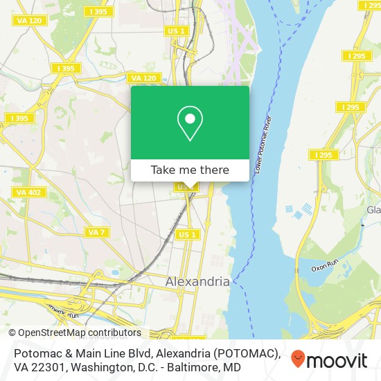 Potomac & Main Line Blvd, Alexandria (POTOMAC), VA 22301 map