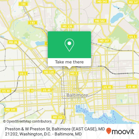 Preston & W Preston St, Baltimore (EAST CASE), MD 21202 map