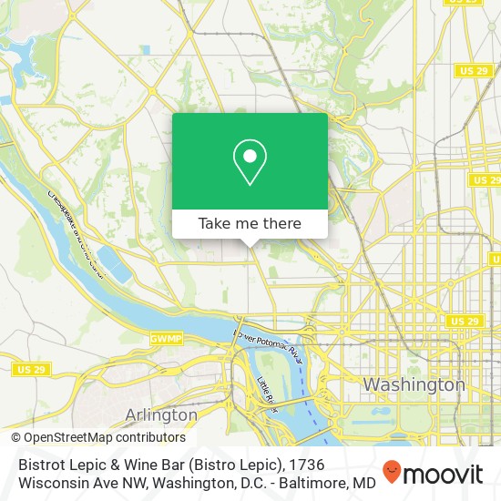 Mapa de Bistrot Lepic & Wine Bar (Bistro Lepic), 1736 Wisconsin Ave NW