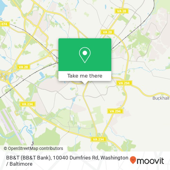 Mapa de BB&T (BB&T Bank), 10040 Dumfries Rd