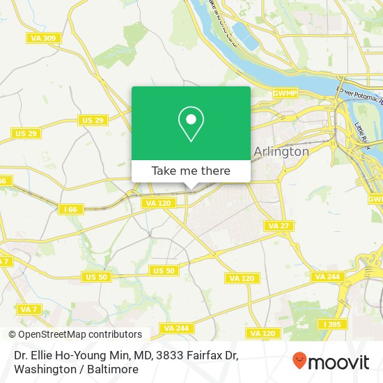Mapa de Dr. Ellie Ho-Young Min, MD, 3833 Fairfax Dr